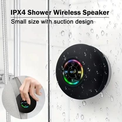 Portable Bluetooth Audio Ipx4 Waterproof Led Lights Bathroom Outdoor Large Suction Cup Can Be Adsorbed Wall Speaker